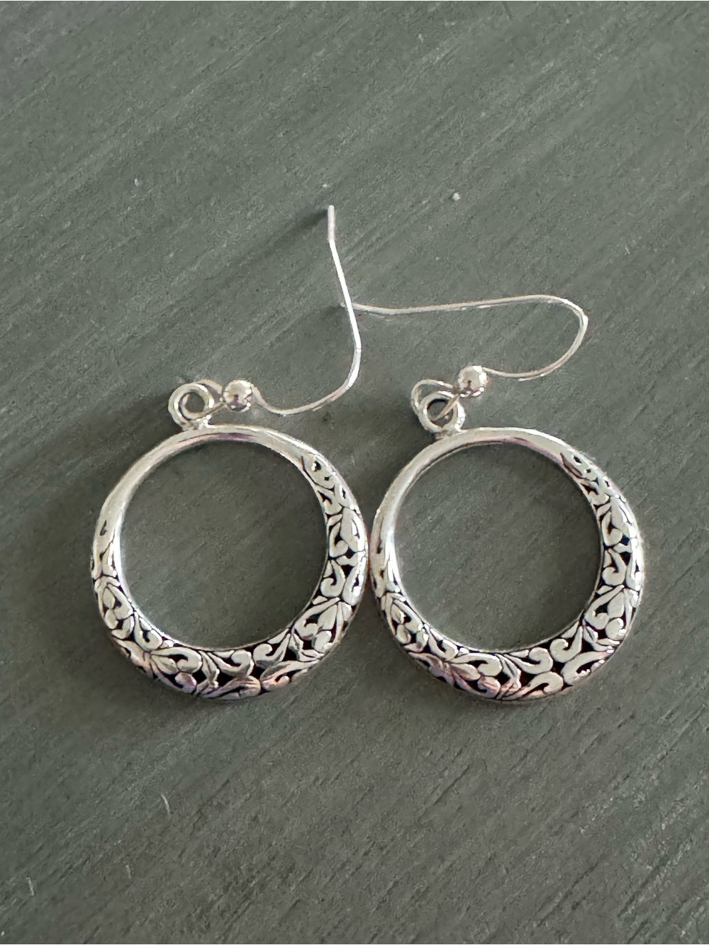 Sterling silver filigree hoops
